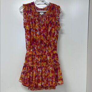 Misa Los Angeles Dress, Floral, Small, Sleeveless, Ruffle,  Mini, Tiers